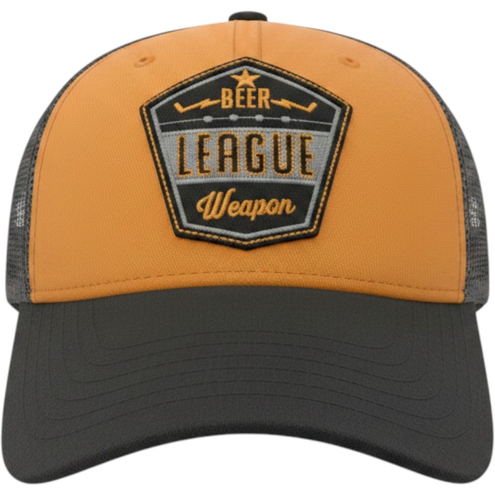 Gongshow Beer League Weapon Trucker Hat OS Orange Black Hockey Snapback Cap
